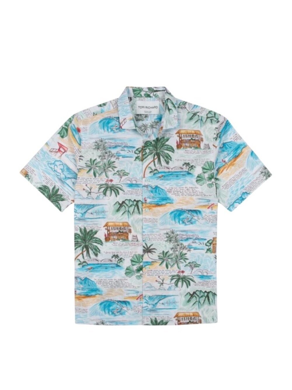 Tori Richard Meles Journal Cotton Lawn Hawaiian Shirt XL Made In Hawaii light